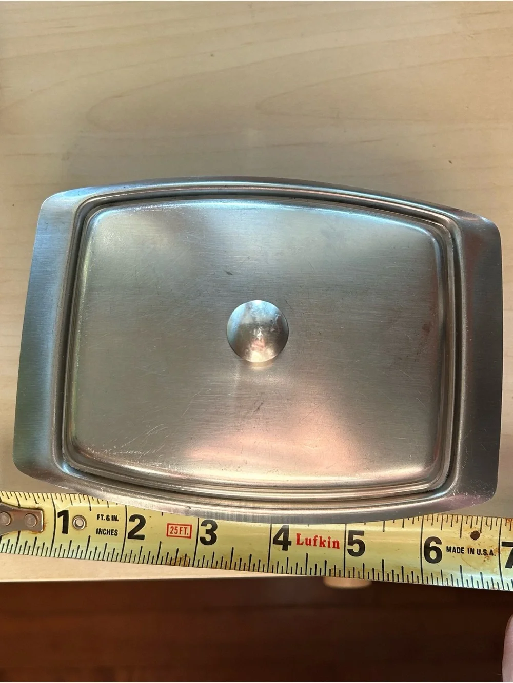 Vintage Mid Century Stainless Steel Butter Dish Atomic Sunburst
